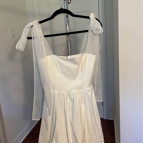 Reformation White Strapless Tie-Shoulder Square Neck Dress - Picture 4 of 4